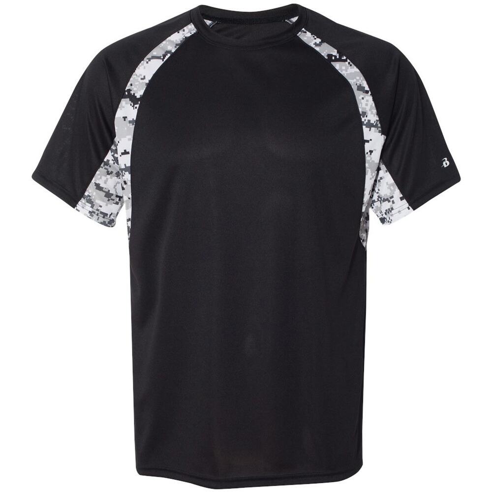 Badger Sports Gray Camo Print Short Sleeve Crew Neck T-Shirt Men's Size 2XL
